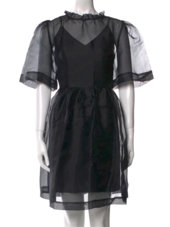 Sea New York Dresses & Skirts - Sea New York Nuria Organza Sheer Puff Sleeve Black Babydoll Dress Women Size M